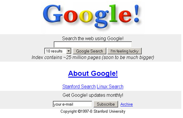 google old homepage
