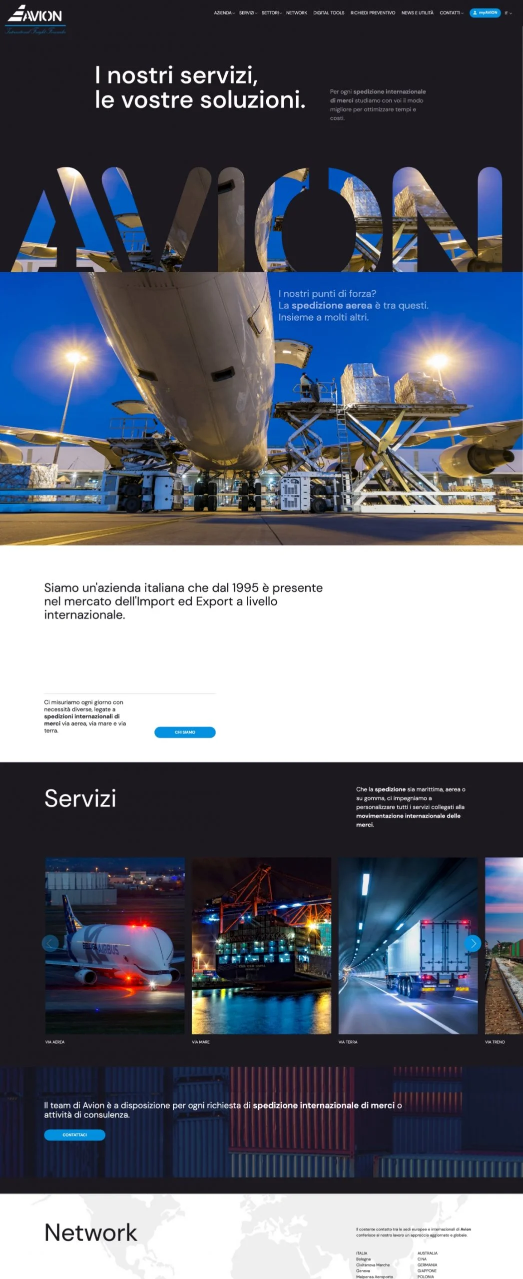 Dexa project mockup realizzazione sito web per Avion