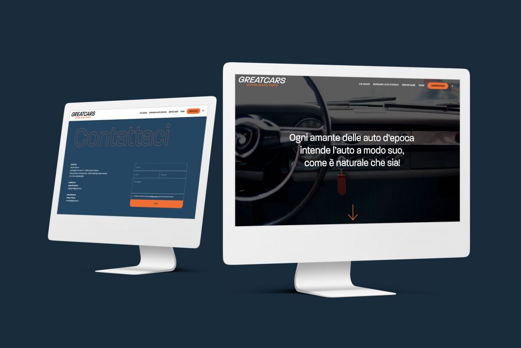 mock-up sito internet one page greatcars