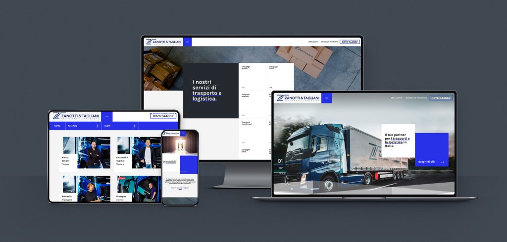 sito web per azienda di trasporti - mockup