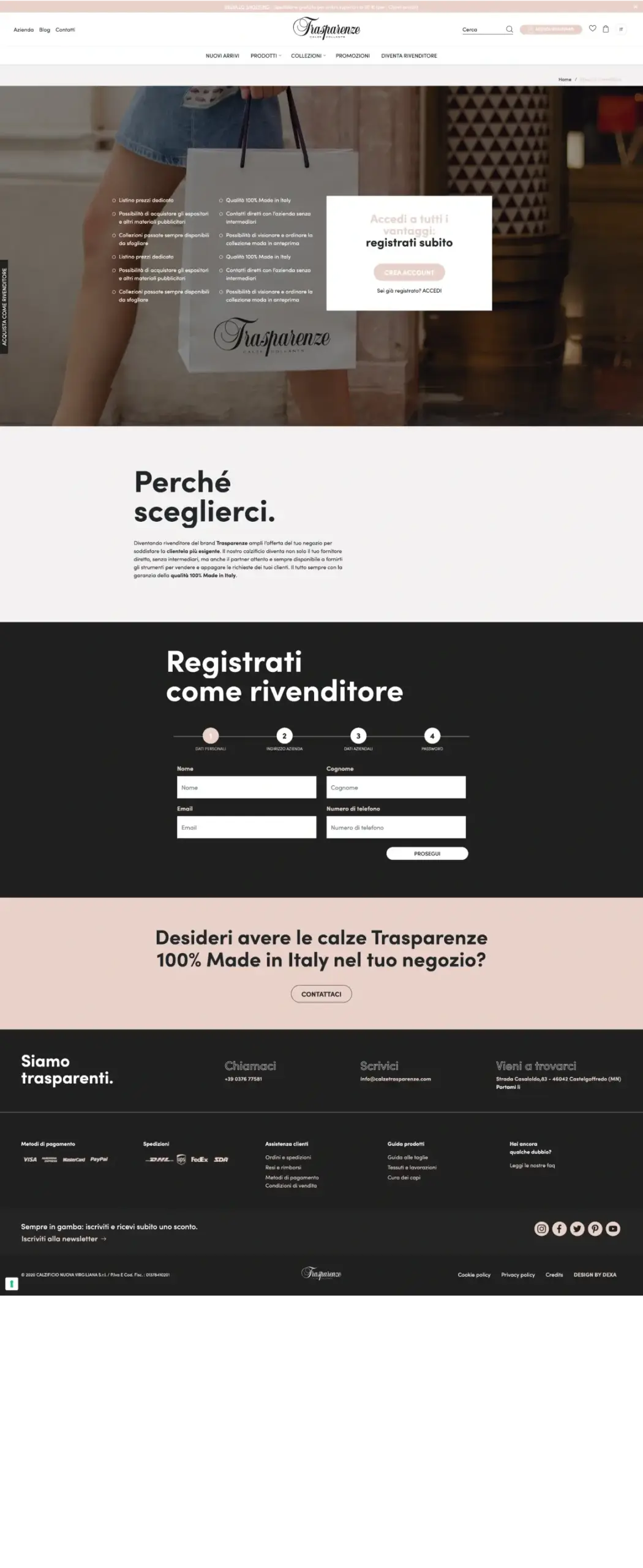 ecommerce vendita calze collant trasparenze