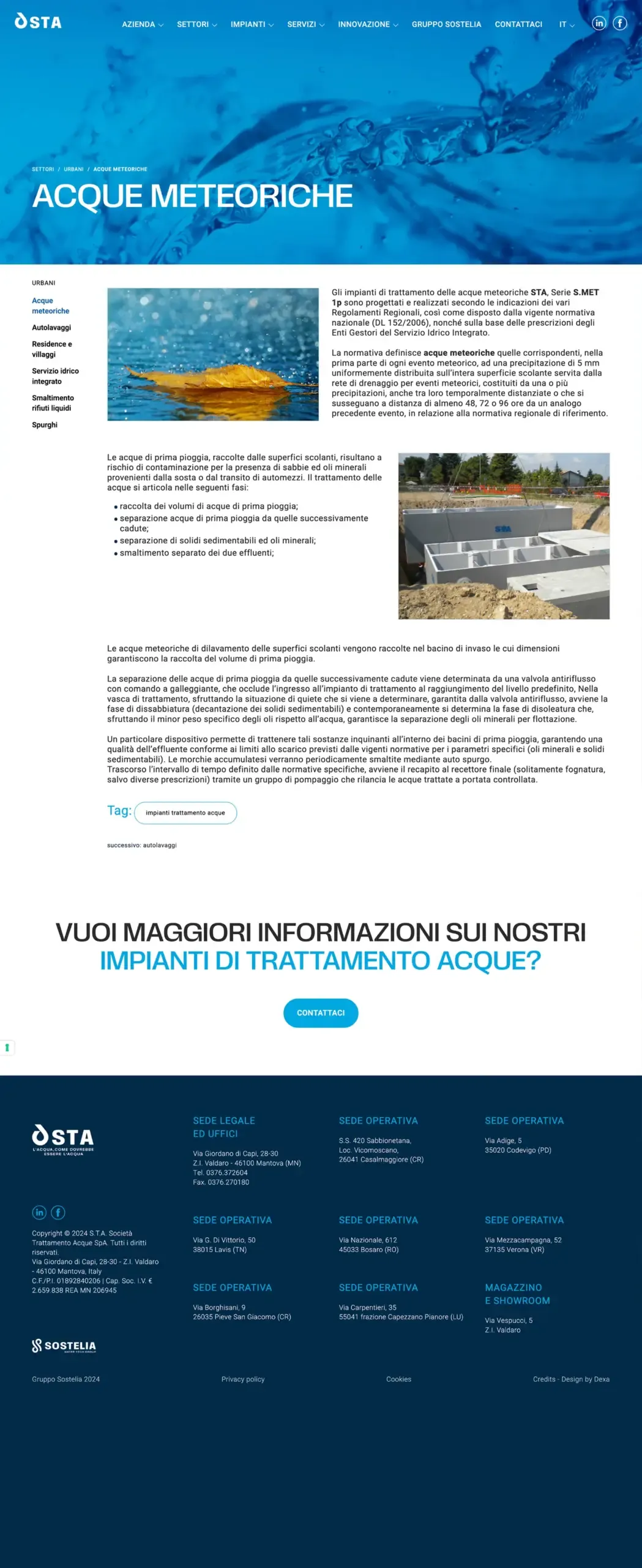 layout sito azienda trattamento acque