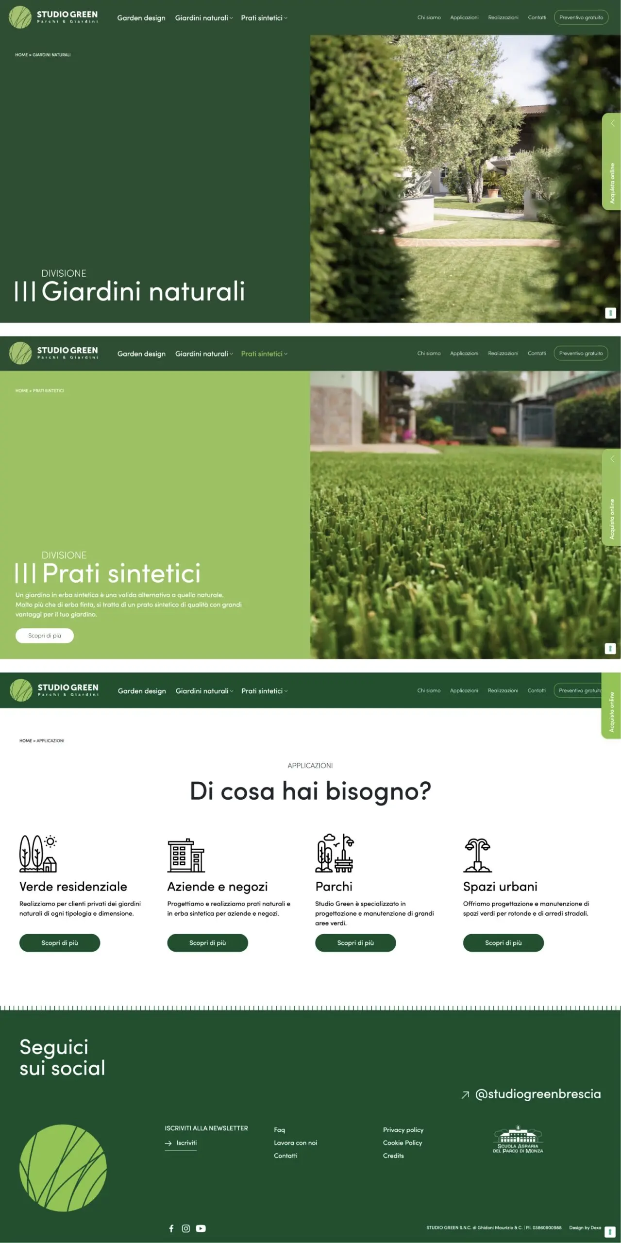 Dexa agency: mockup i giardini sito web desktop Studio Green