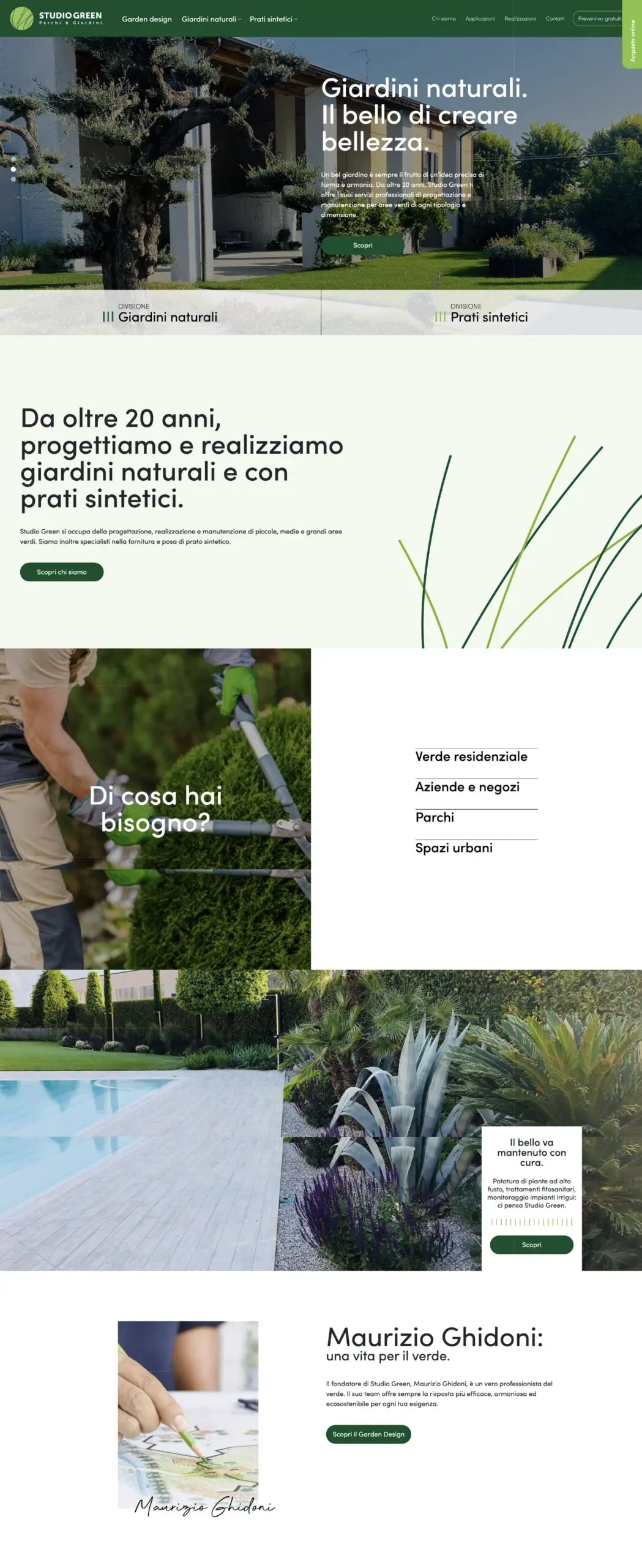Dexa agency: mockup home sito web desktop Studio Green