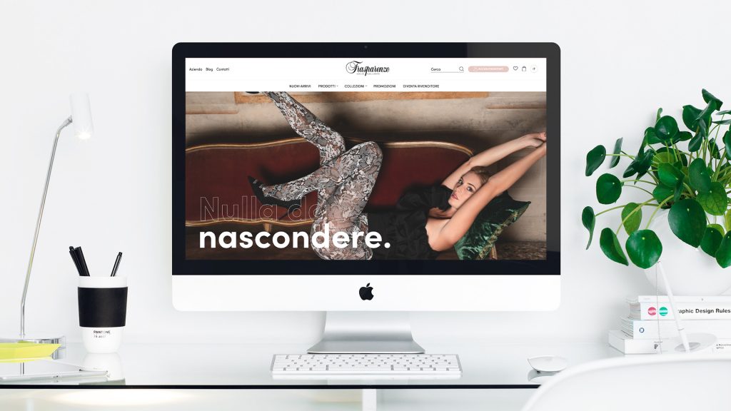 layout sito e-commerce per settore abbigliamento e accessori.