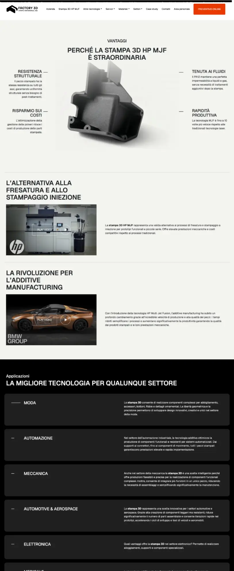 sito web azienda stampa 3d factory
