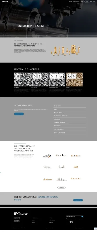 sito web desktop minuteria metallica minuter