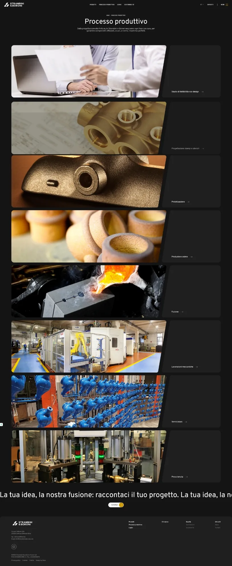 vista completa della pagina del processo produttivo di strambini e boroni