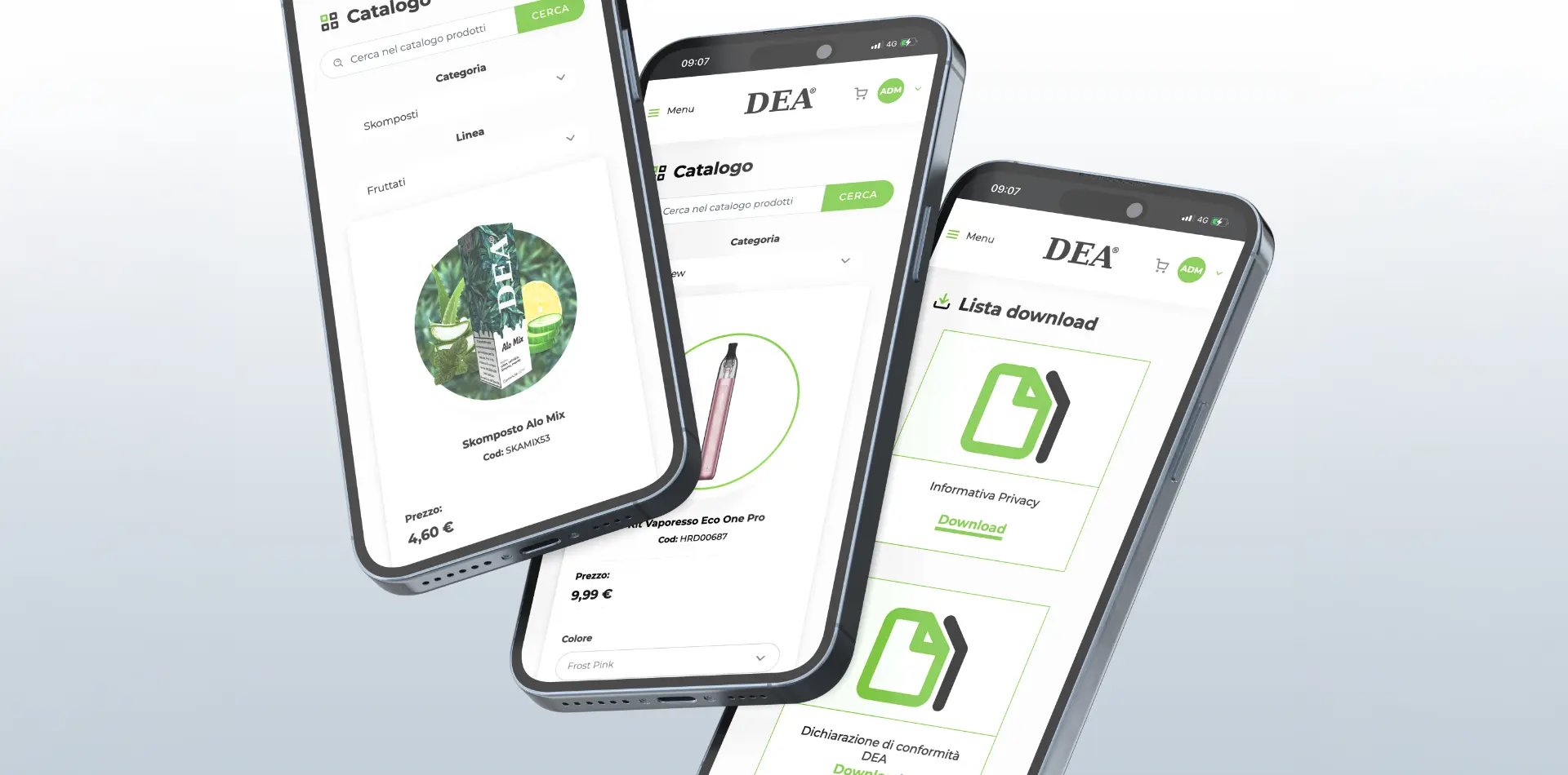 vista mobile web app gestione ordini dea flavor