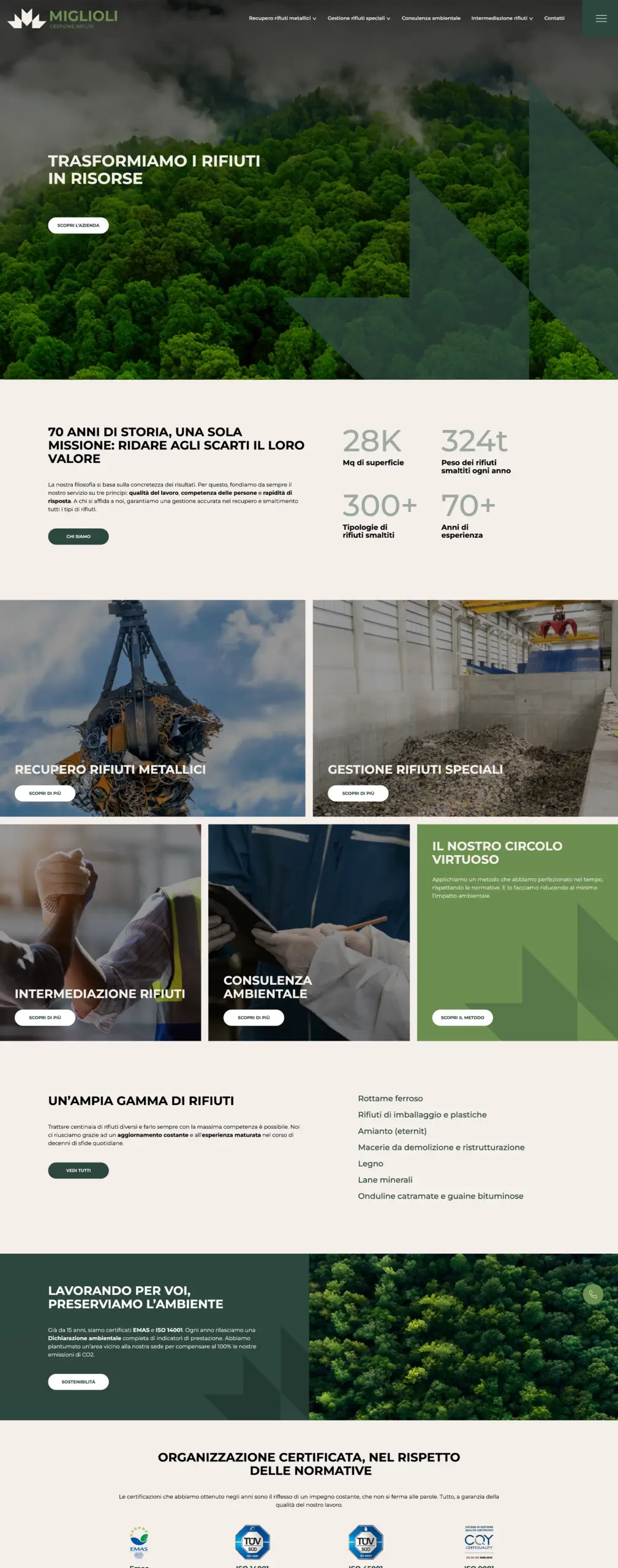 visuale completa della nuova homepage wordpress di miglioli