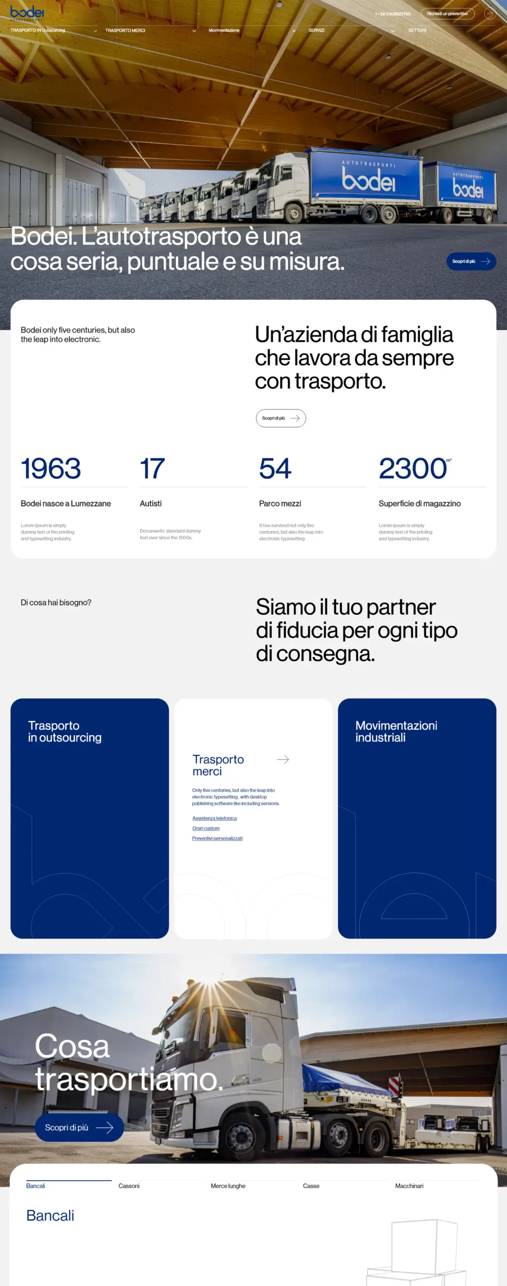 visuale completa nuova homepage autotrasporti bodei