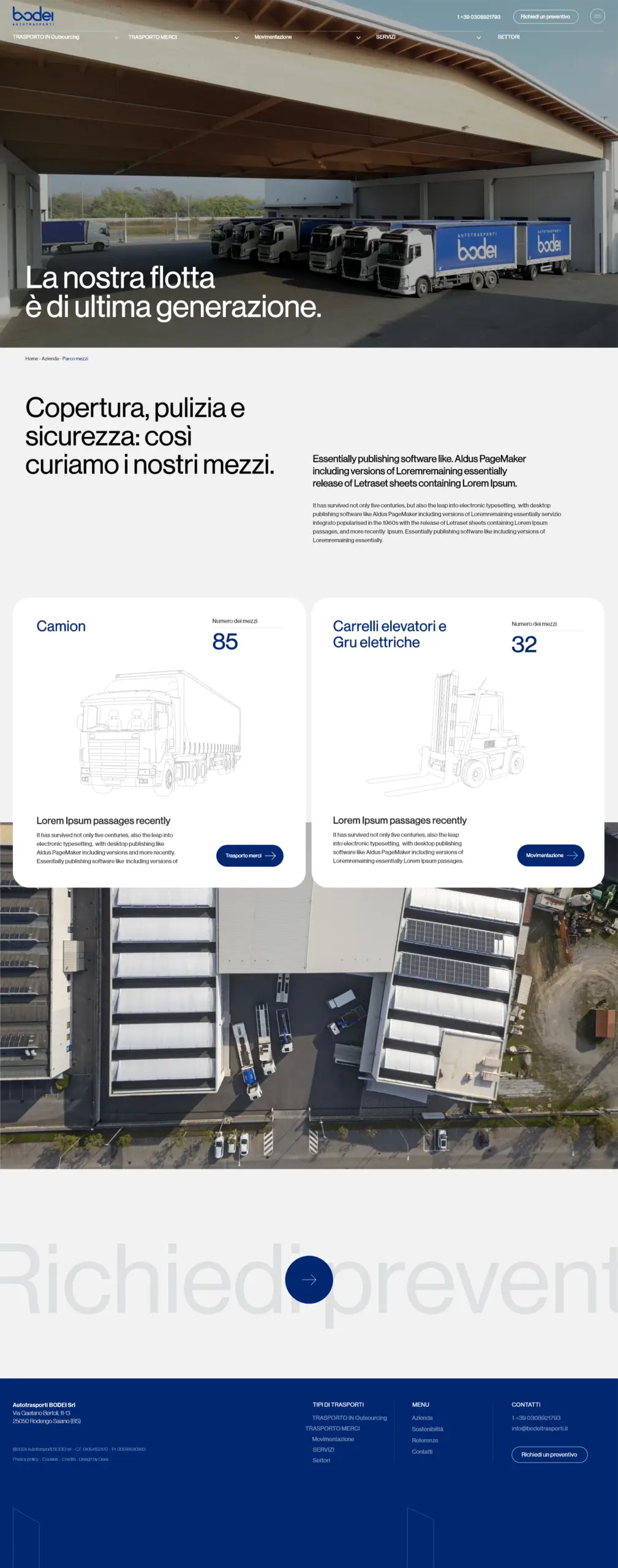 visuale completa pagina flotta camion autotrasporti bodei