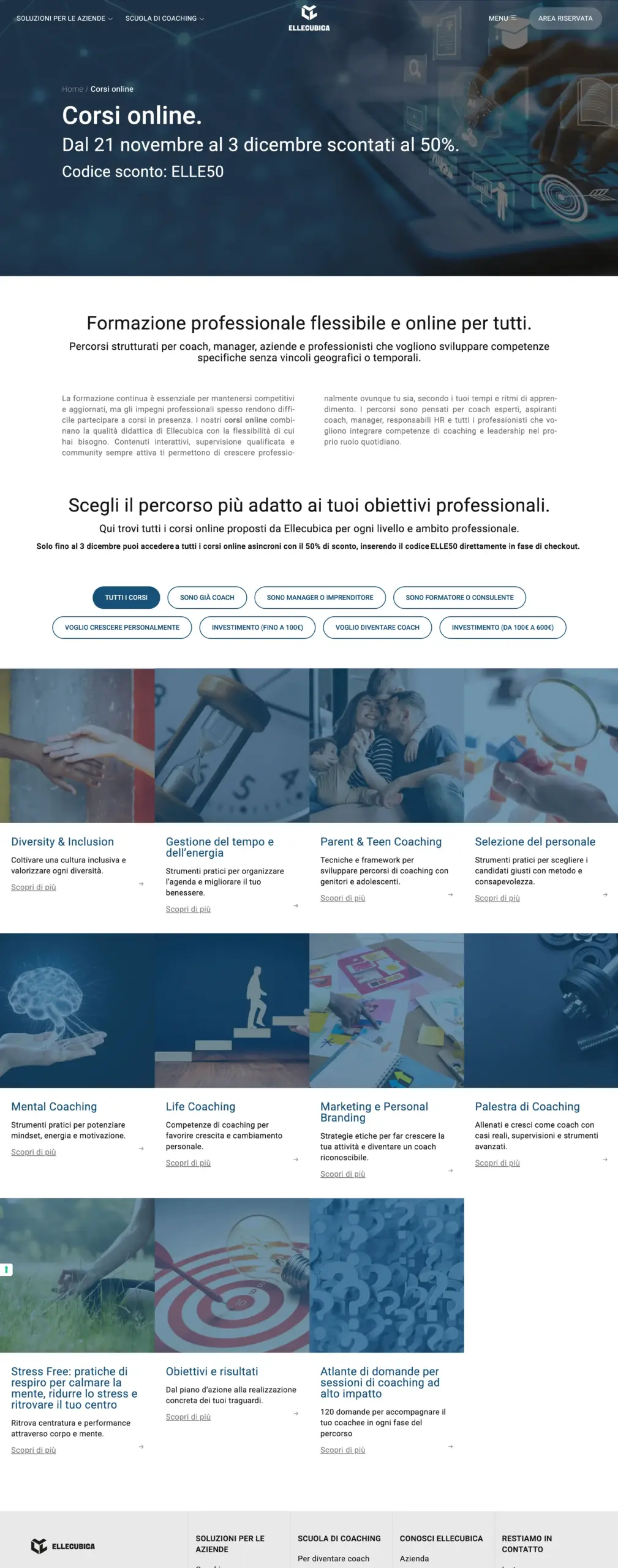 web design pagina sito coaching ellecubica