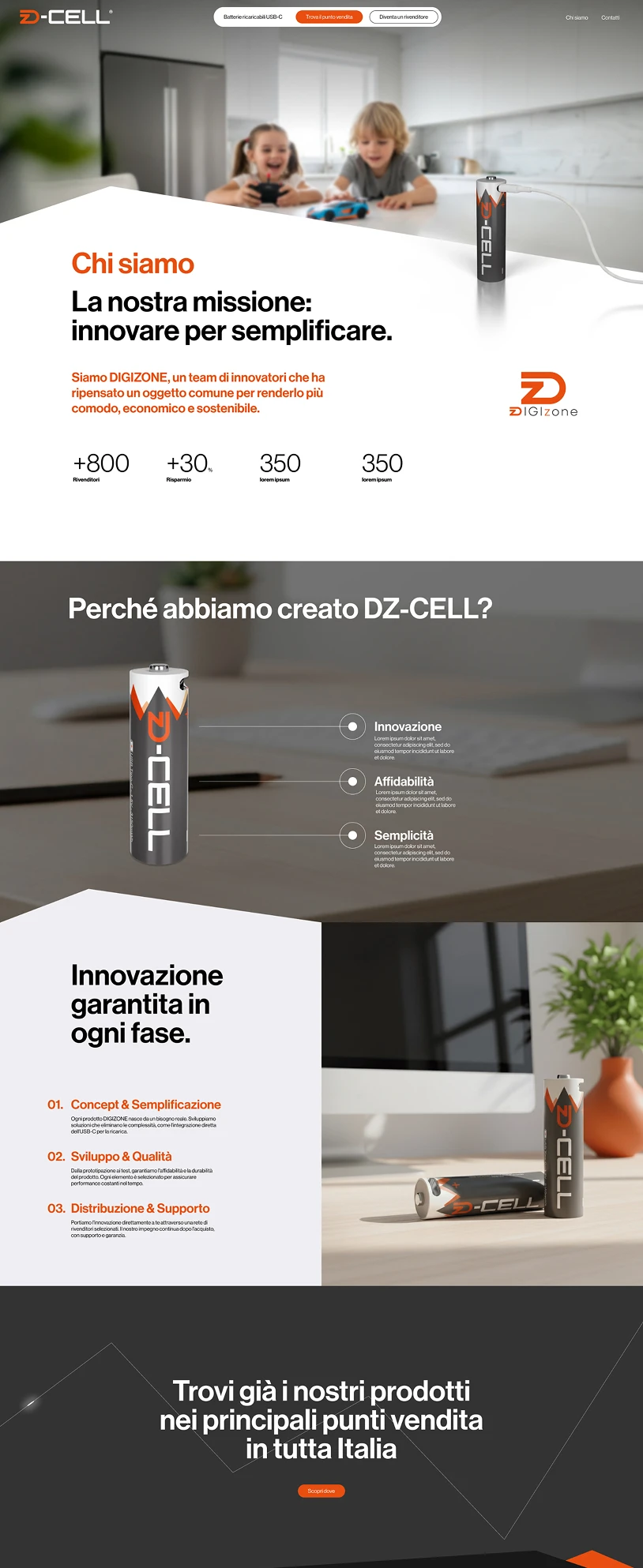 web design sito batteria usb digizone